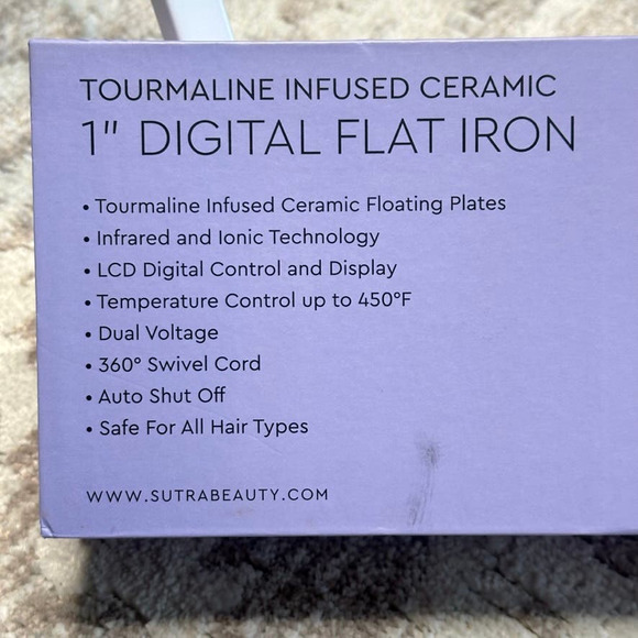 SB2 by SUTRA 1" Tourmaline-Infused Ceramic Flat Iron Hair Straightening NIB - Picture 6 of 12
